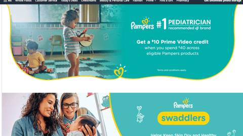 Amazon Pampers 'Prime Video Credit' Shop